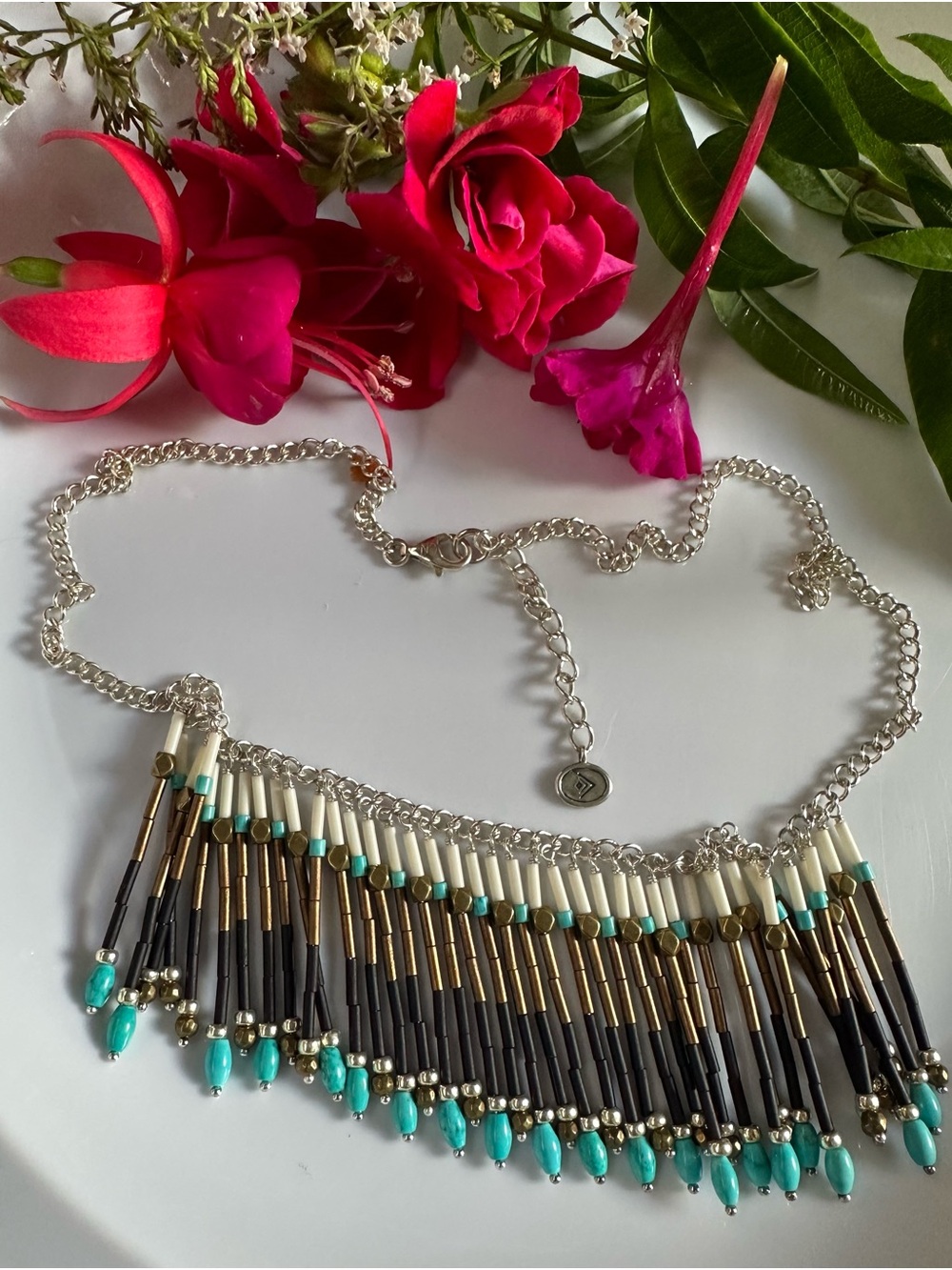 Silpada  sterling silver , brass howlite, glass “ free spirit Fringe  Necklace